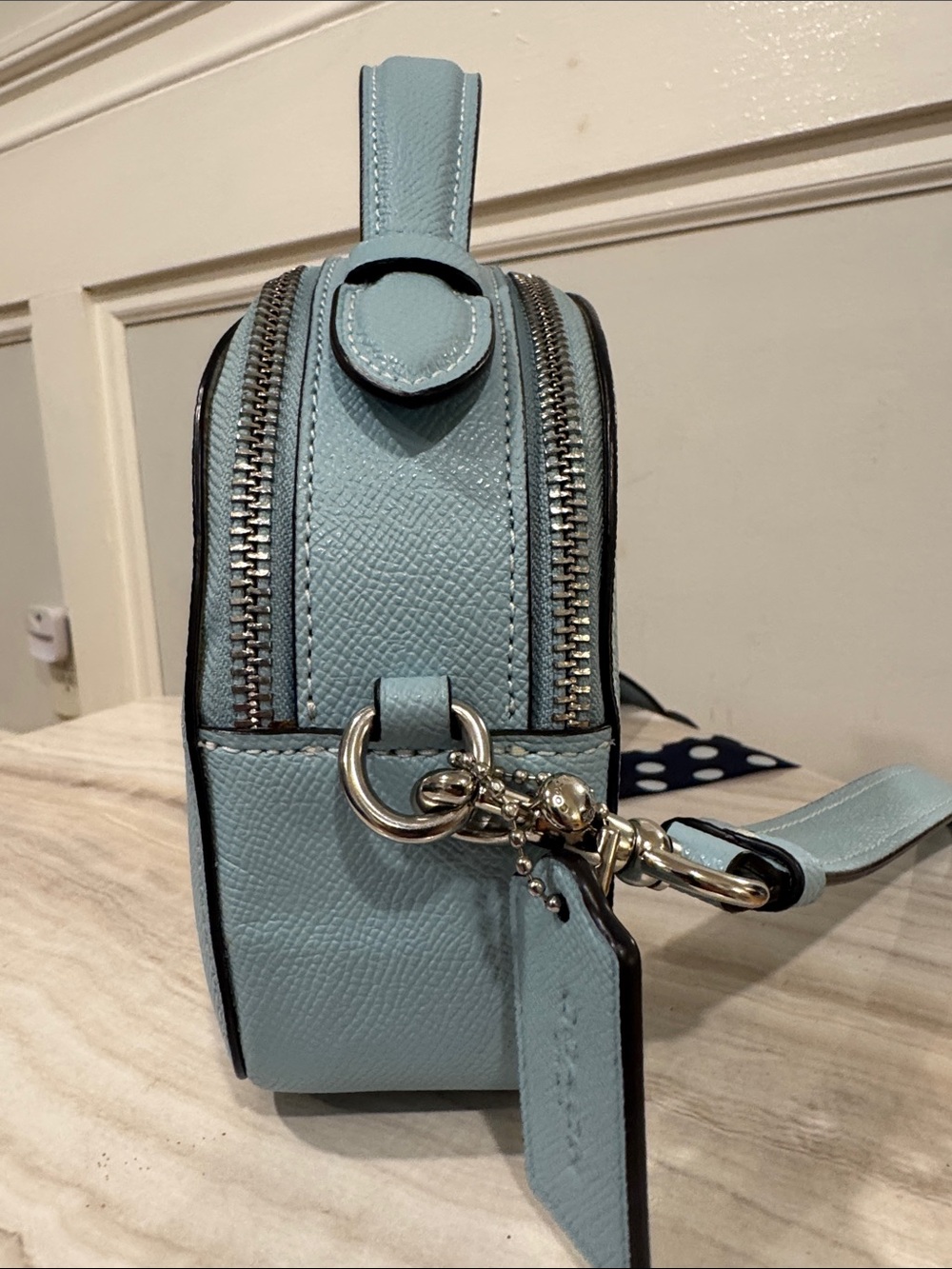 Coach Bag Mini Serena Crossbody Light Blue Leather Satchel - Picture 6 of 17